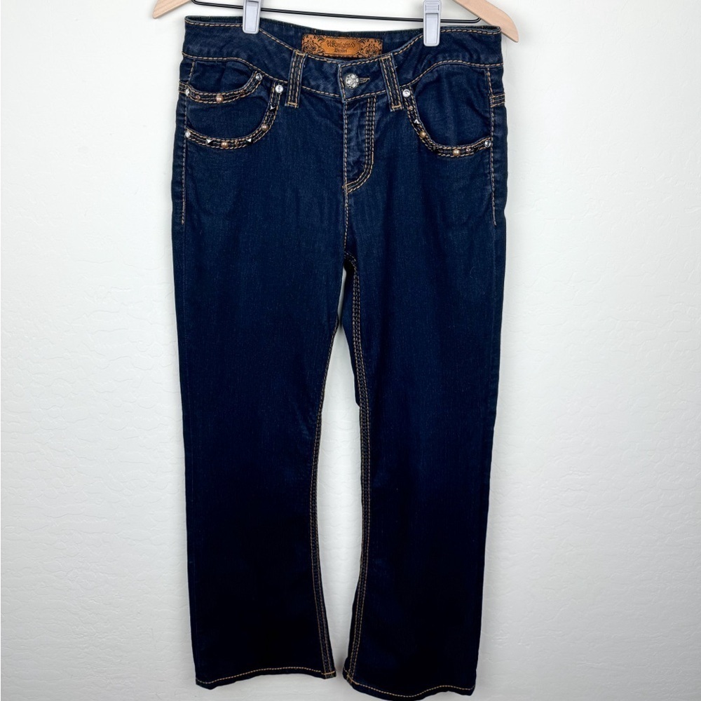 UKnighted Denim studded jewel bootcut flare jeans